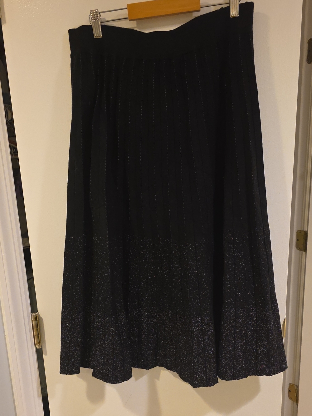 YAL Black Sparkle Knit A-Line Skirt
